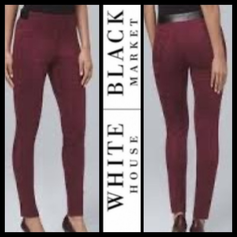 NWOT White House Black Market Ultra Suede Burgundy Leggings